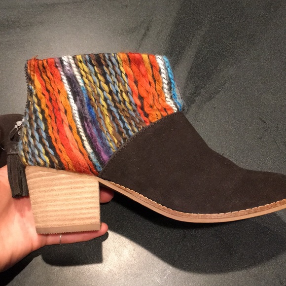 Leila Chocolate Suede Multi Textile Booties - Picture 2 of 5